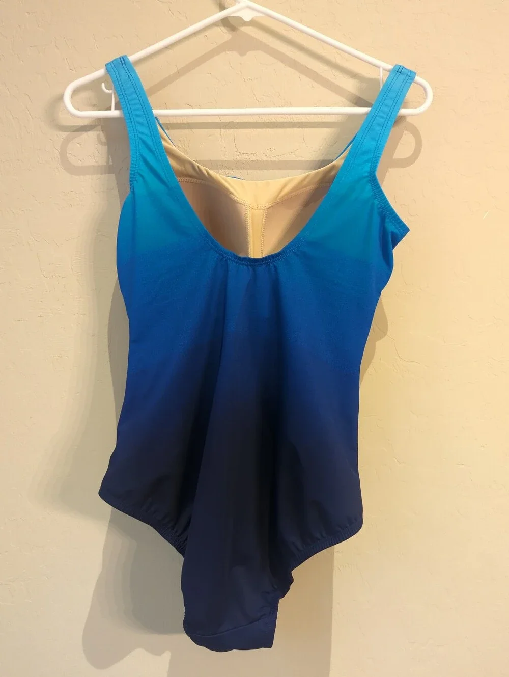 Lands End Woman Sz 8D Ombre One Piece Rushed Waist Swim Suit